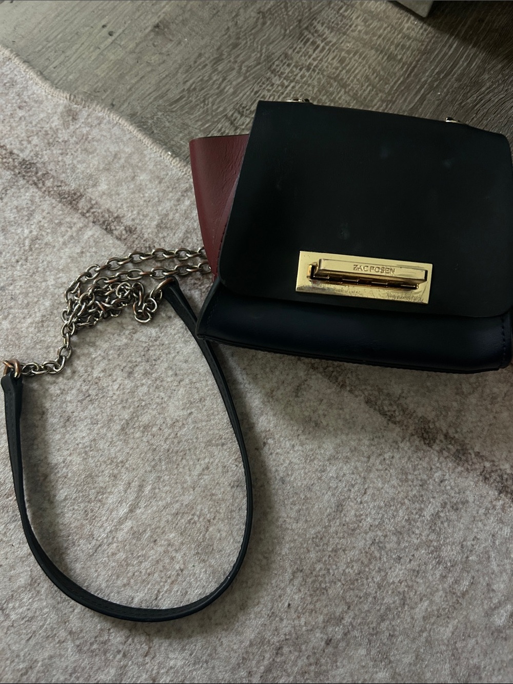 Vintage ZAC Zac Posen - Blue Mini Leather Chain Crossbody Bag